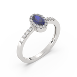 Pierścionek z Niebieskim Szafirem i Brylantami