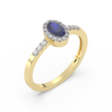 Pierścionek z Niebieskim Szafirem i Brylantami