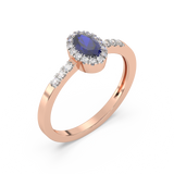 Pierścionek z Niebieskim Szafirem i Brylantami