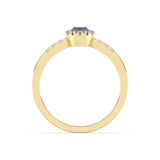 Pierścionek z Niebieskim Szafirem i Brylantami