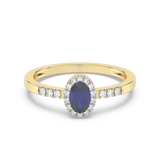 Pierścionek z Niebieskim Szafirem i Brylantami