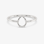 Klasyczny Pierścionek w Kształcie Łzy Biały - Venetia Jewels - 14K złoto z brylantami