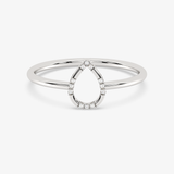 Klasyczny Pierścionek w Kształcie Łzy Biały - Venetia Jewels - 14K złoto z brylantami