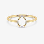 Klasyczny Pierścionek w Kształcie Łzy - Venetia Jewels - 14K złoto z brylantami