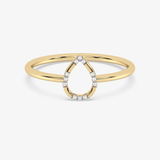 Klasyczny Pierścionek w Kształcie Łzy - Venetia Jewels - 14K złoto z brylantami