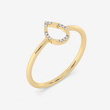 Klasyczny Pierścionek w Kształcie Łzy żółty - Venetia Jewels - 14K złoto z brylantami