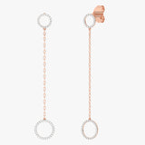 Złote kolczyki wiszące z delikatnymi detalami Różowy - Venetia Jewels - 14K złoto z brylantami