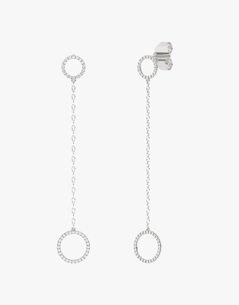 Złote kolczyki wiszące z delikatnymi detalami Biały - Venetia Jewels - 14K złoto z brylantami