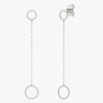 Złote kolczyki wiszące z delikatnymi detalami Biały - Venetia Jewels - 14K złoto z brylantami