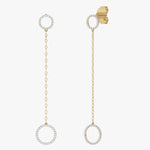 Złote kolczyki wiszące z delikatnymi detalami żółty - Venetia Jewels - 14K złoto z brylantami