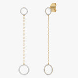 Złote kolczyki wiszące z delikatnymi detalami żółty - Venetia Jewels - 14K złoto z brylantami