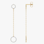 Złote kolczyki wiszące z delikatnymi detalami - Venetia Jewels - 14K złoto z brylantami