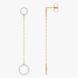 Złote kolczyki wiszące z delikatnymi detalami - Venetia Jewels - 14K złoto z brylantami