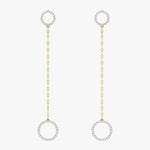 Złote kolczyki wiszące z delikatnymi detalami - Venetia Jewels - 14K złoto z brylantami