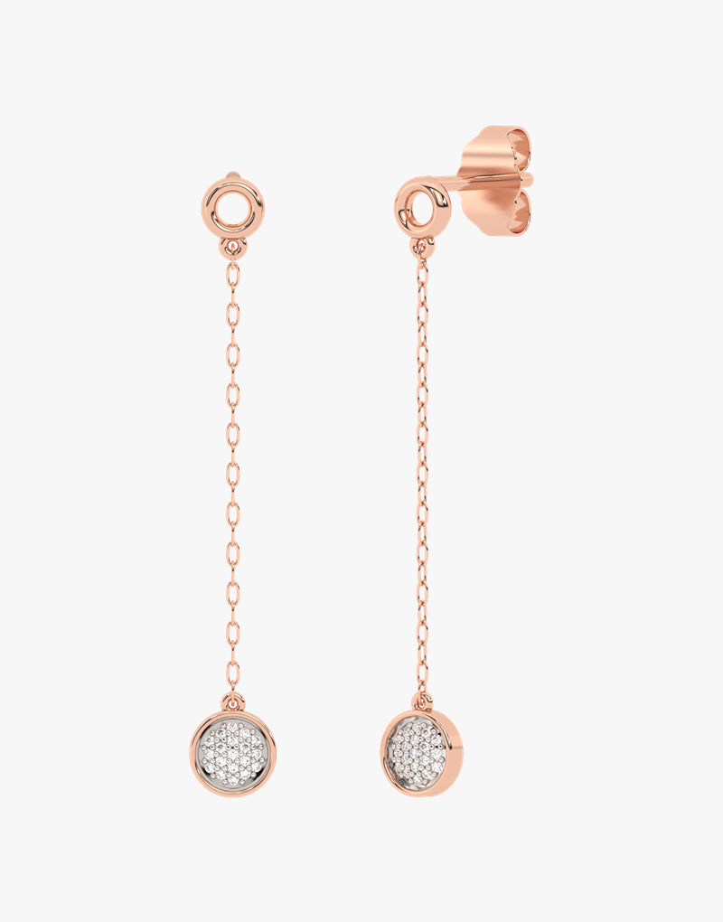 Kolczyki złote wiszące z brylantami Różowy - Venetia Jewels - 14K złoto z brylantami