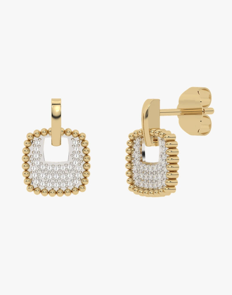 Złote kolczyki z brylantami w klasycznym kształcie żółty - Venetia Jewels - 14K złoto z brylantami