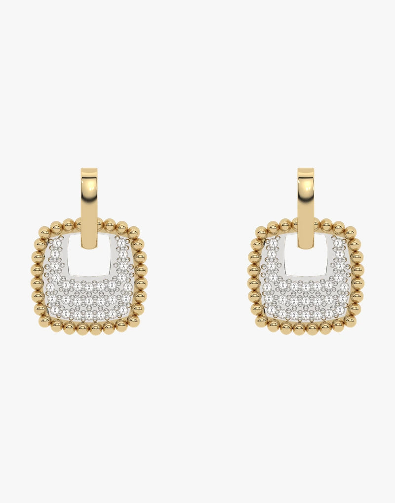 Złote kolczyki z brylantami w klasycznym kształcie - Venetia Jewels - 14K złoto z brylantami