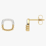 Złote kolczyki z kwadratowym wzorem i brylantami - Venetia Jewels - 14K złoto z brylantami