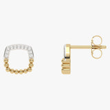 Złote kolczyki z kwadratowym wzorem i brylantami - Venetia Jewels - 14K złoto z brylantami