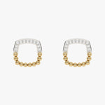 Złote kolczyki z kwadratowym wzorem i brylantami - Venetia Jewels - 14K złoto z brylantami