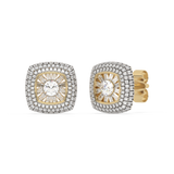 Złote kolczyki z brylantami w oprawie halo