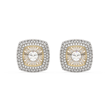 Złote kolczyki z brylantami w oprawie halo