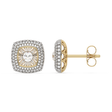 Złote kolczyki z brylantami w oprawie halo