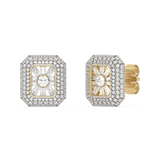 Złote kolczyki z brylantami pavé i centralnym kamieniem