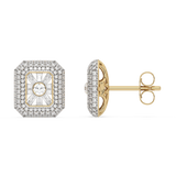 Złote kolczyki z brylantami pavé i centralnym kamieniem
