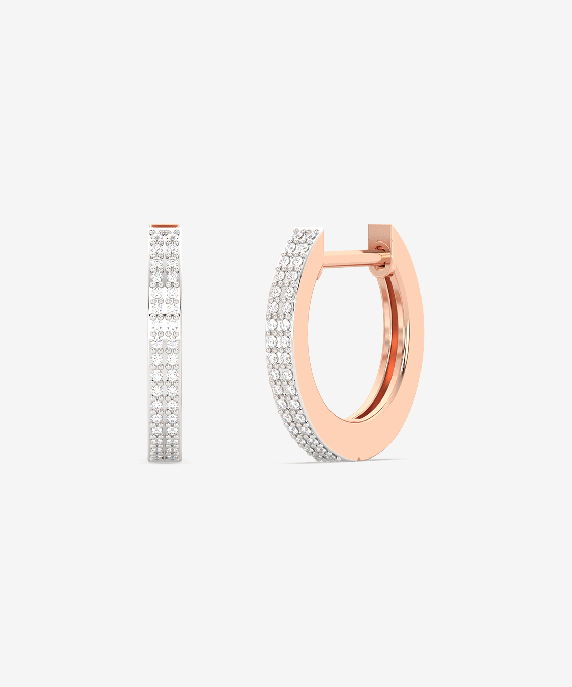 Kolczyki Brylantowe Obręcze Różowy - Venetia Jewels - 14K złoto z brylantami