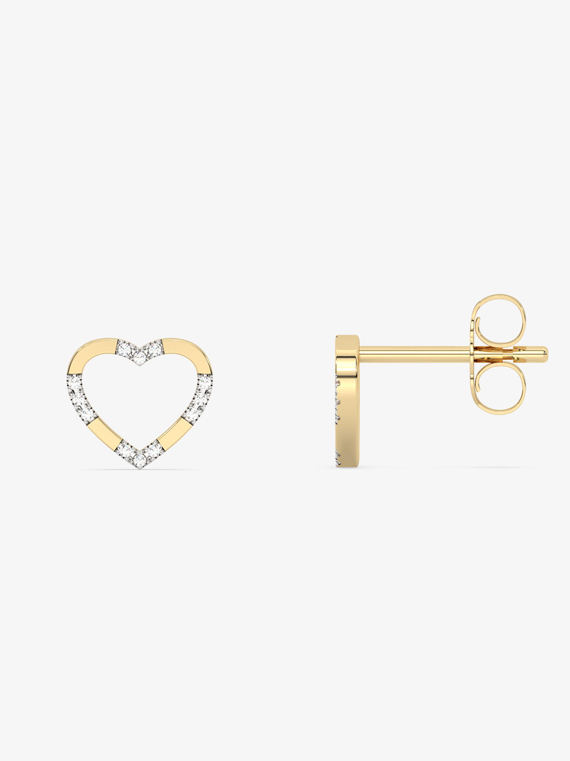 Klasyczne Kolczyki Serca Sztyfty - Venetia Jewels - 14K złoto z brylantami