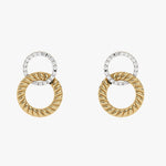 Złote kolczyki sztyfty z plecionymi okręgami i brylantami - Venetia Jewels - 14K złoto z brylantami