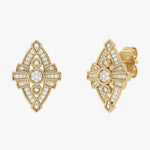 Złote kolczyki sztyfty z misternym wzorem żółty - Venetia Jewels - 14K złoto z brylantami