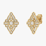 Złote kolczyki sztyfty z misternym wzorem żółty - Venetia Jewels - 14K złoto z brylantami