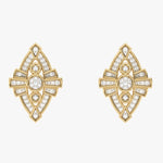 Złote kolczyki sztyfty z misternym wzorem - Venetia Jewels - 14K złoto z brylantami