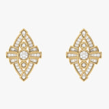 Złote kolczyki sztyfty z misternym wzorem - Venetia Jewels - 14K złoto z brylantami