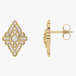 Złote kolczyki sztyfty z misternym wzorem - Venetia Jewels - 14K złoto z brylantami