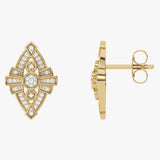 Złote kolczyki sztyfty z misternym wzorem - Venetia Jewels - 14K złoto z brylantami