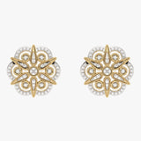 Złote kolczyki sztyfty z symetrycznym wzorem kwiatowym - Venetia Jewels - 14K złoto z brylantami