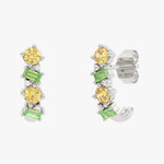 Złote kolczyki z granatami, spessartytami i brylantami Biały - Venetia Jewels - 14K złoto z brylantami