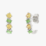 Złote kolczyki z granatami, spessartytami i brylantami Biały - Venetia Jewels - 14K złoto z brylantami