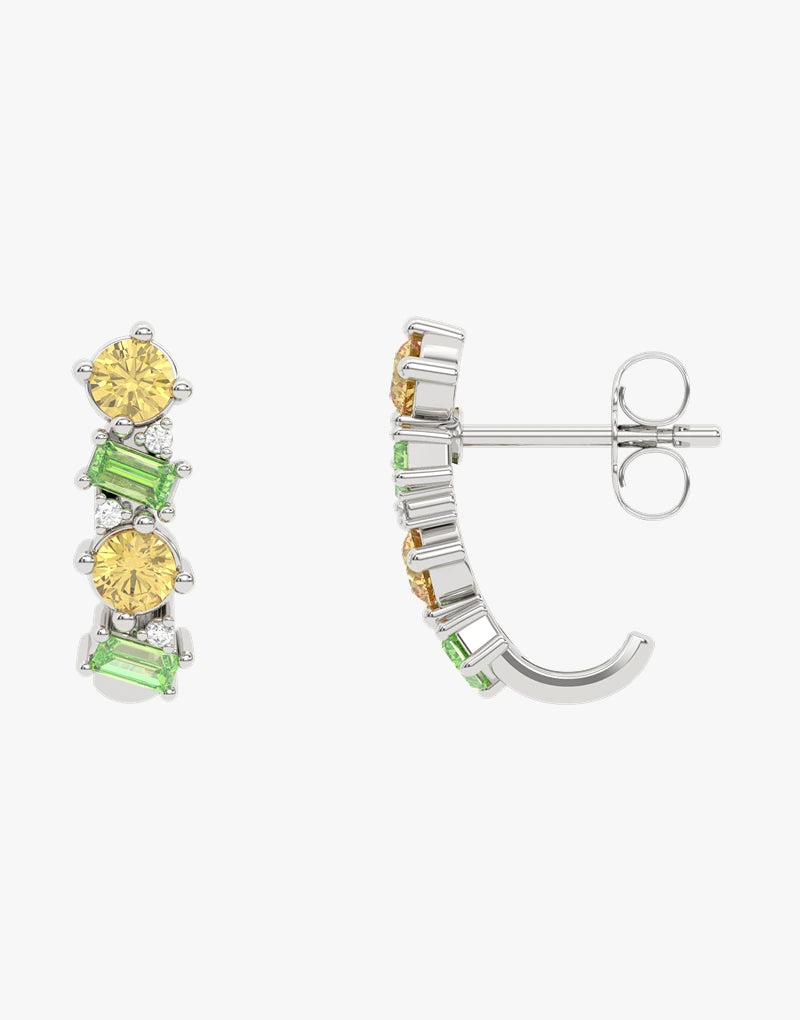 Złote kolczyki z granatami, spessartytami i brylantami - Venetia Jewels - 14K złoto z brylantami