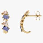 Złote kolczyki z szampańskimi granatami, tanzanitami i brylantami - Venetia Jewels - 14K złoto z brylantami