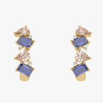 Złote kolczyki z szampańskimi granatami, tanzanitami i brylantami - Venetia Jewels - 14K złoto z brylantami