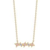 Złoty naszyjnik z brylantami, tanzanitami i granatami purpurowymi