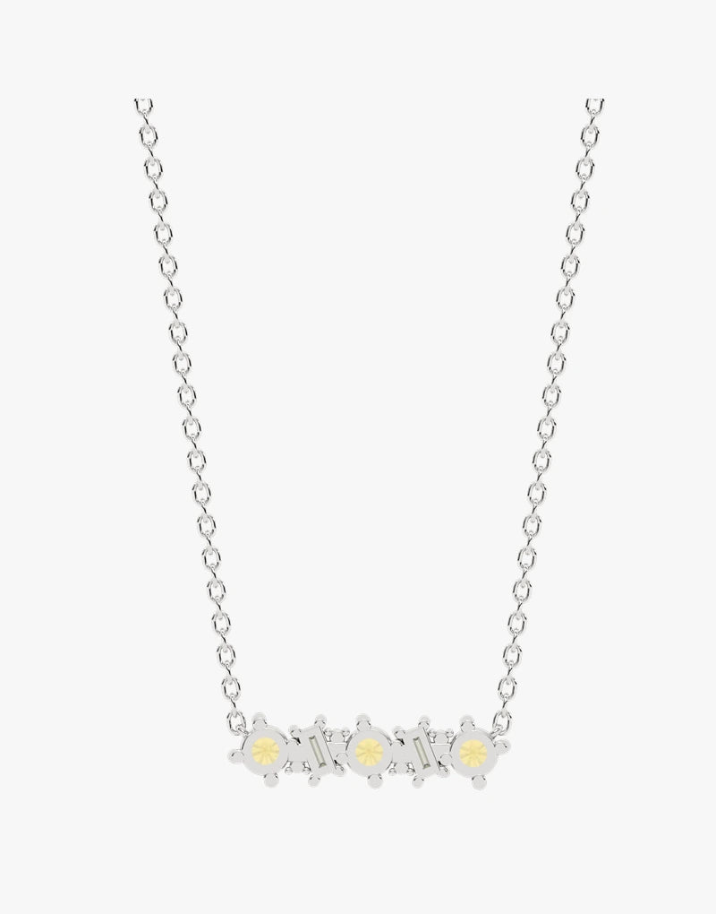 Złoty naszyjnik z miętowymi granatami, spessartytami i brylantami - Venetia Jewels - 14K złoto z brylantami