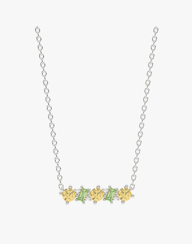 Złoty naszyjnik z miętowymi granatami, spessartytami i brylantami Biały - Venetia Jewels - 14K złoto z brylantami