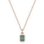 Złota zawieszka ze szmaragdem Różowy - Venetia Jewels - 14K złoto z brylantami