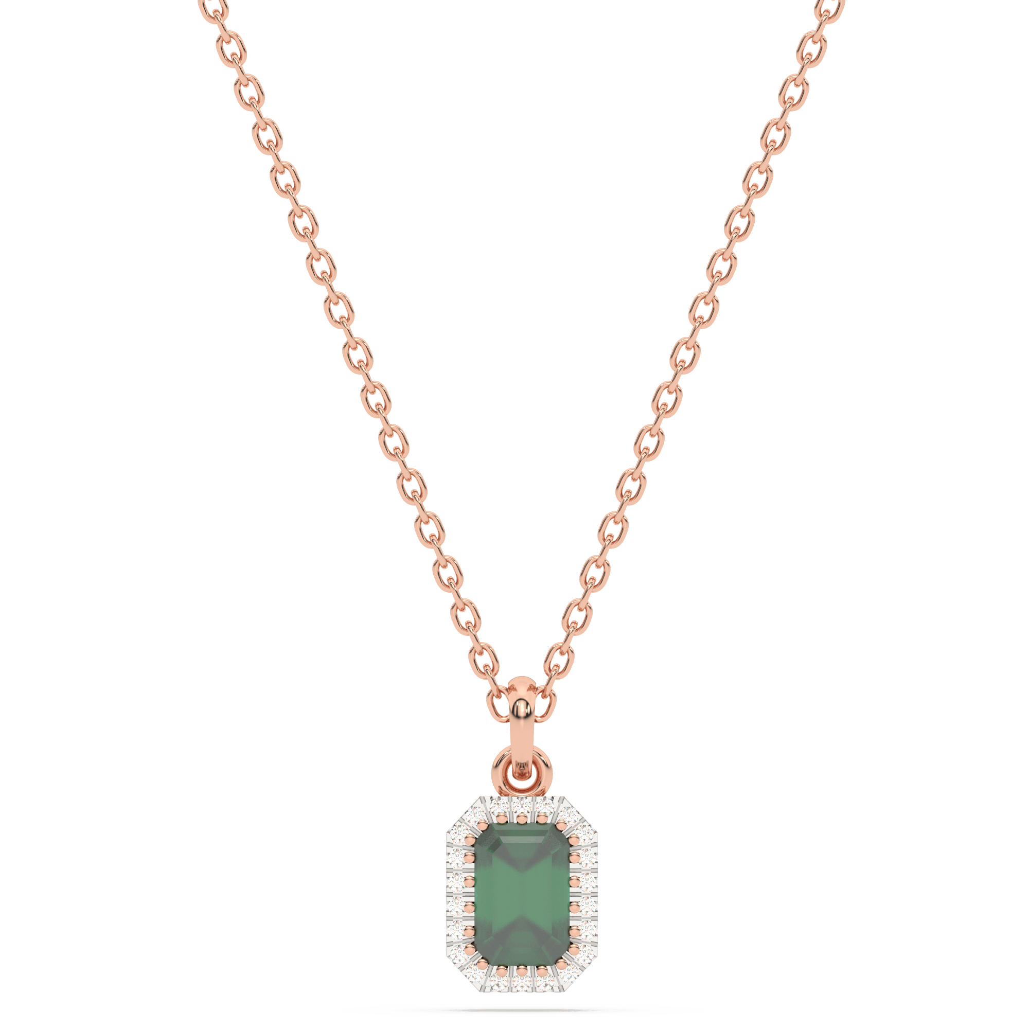 Złota zawieszka ze szmaragdem Różowy - Venetia Jewels - 14K złoto z brylantami