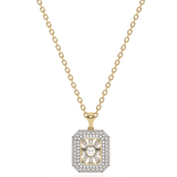 Złota zawieszka z brylantami pavé i centralnym kamieniem